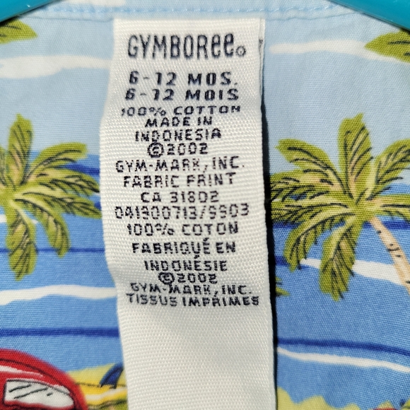 🌴 Vintage Gymboree Tropical Hawaiian Surf Print Button Down Shirt Baby Boy 6-12 - Picture 6 of 6